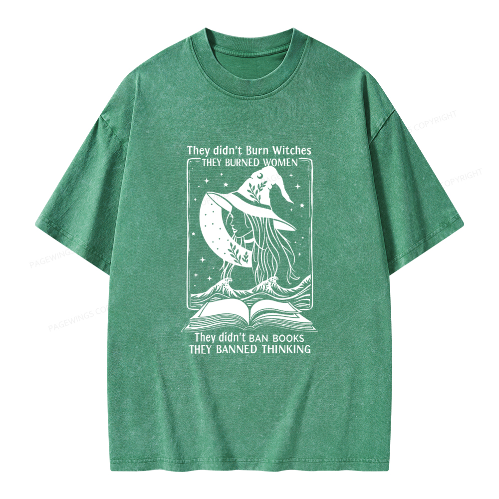 Pagewings They Banned Thinking Unisex Washed T-shirt