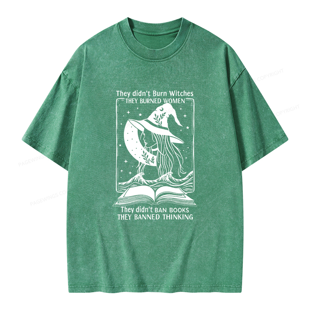 Pagewings They Banned Thinking Unisex Washed T-shirt