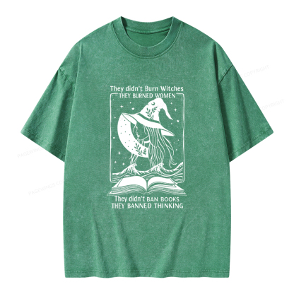 Pagewings They Banned Thinking Unisex Washed T-shirt