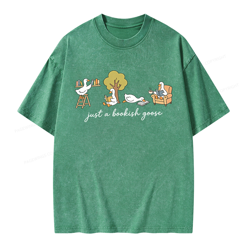 Pagewings Just A Bookish Goose Unisex Washed T-shirt