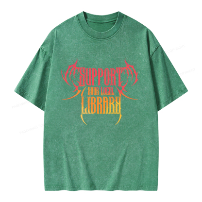 Pagewings Support Your Local Library Unisex Washed T-shirt