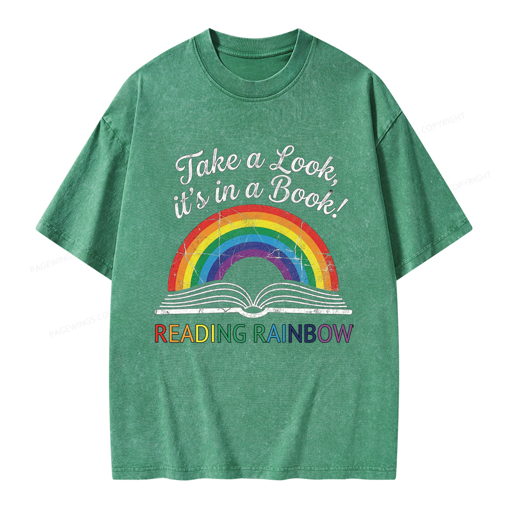 Pagewings Reading Rainbow Unisex Washed T-shirt