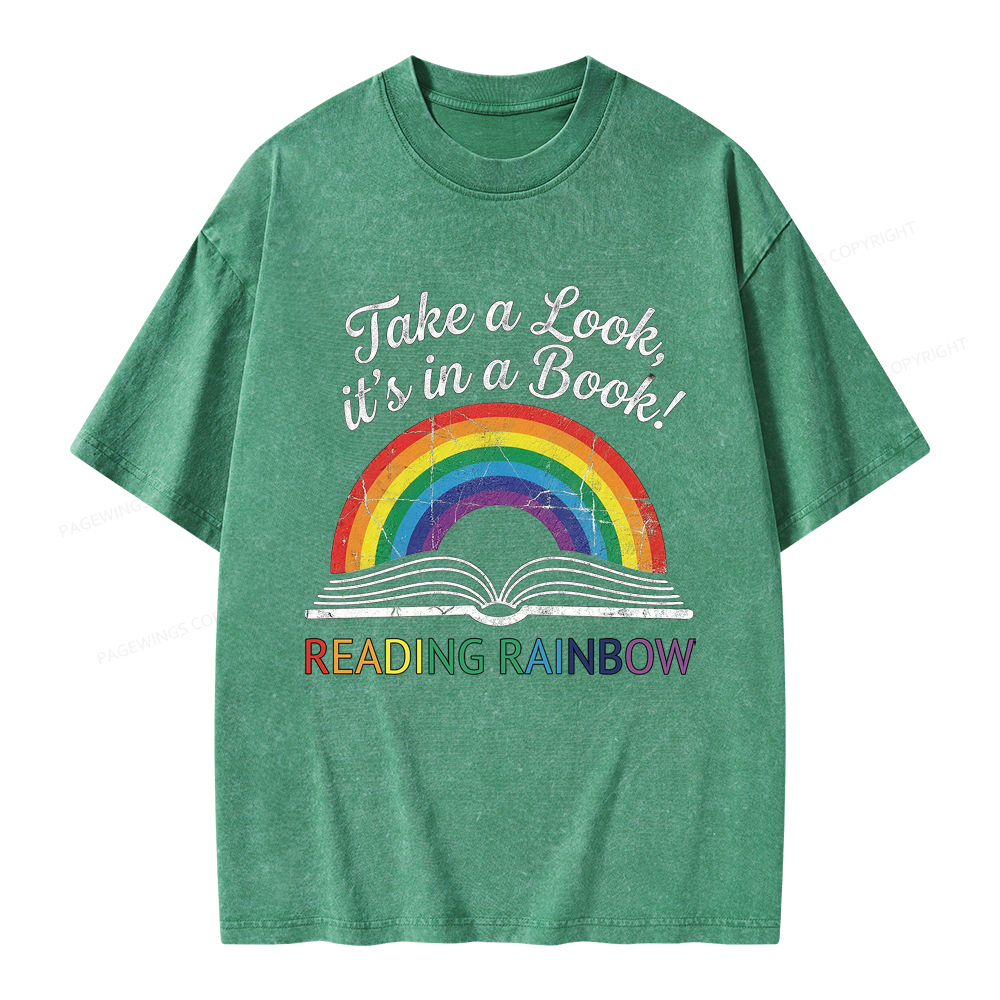 Pagewings Reading Rainbow Unisex Washed T-shirt
