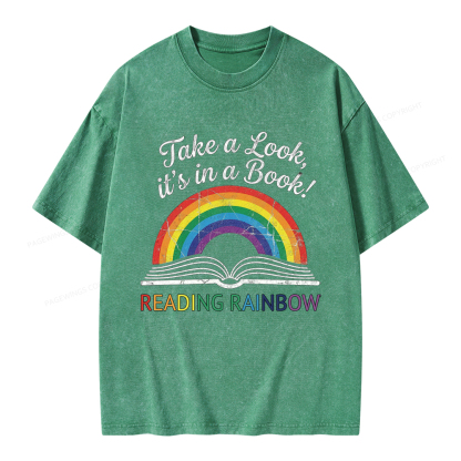 Pagewings Reading Rainbow Unisex Washed T-shirt
