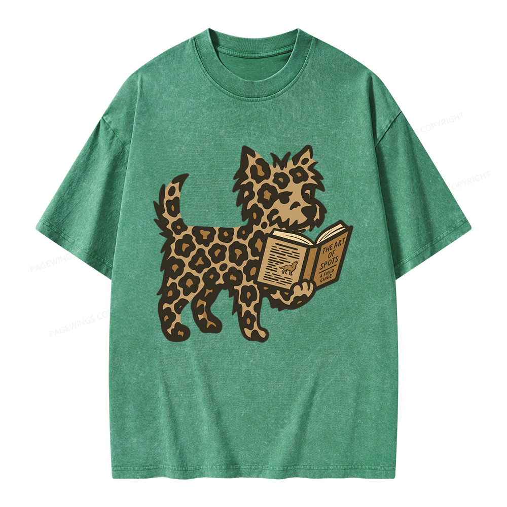 Pagewings Dog And Book Lover Unisex Washed T-shirt