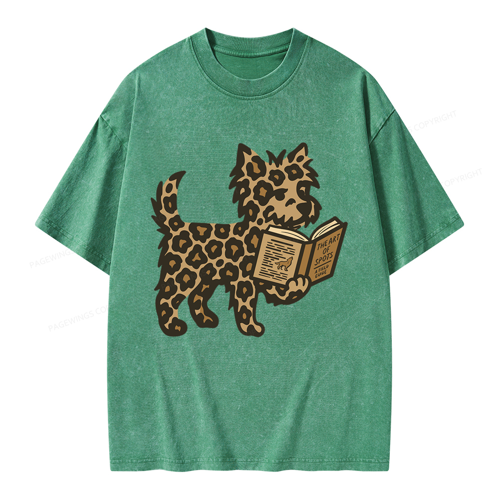Pagewings Dog And Book Lover Unisex Washed T-shirt