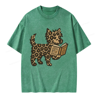 Pagewings Dog And Book Lover Unisex Washed T-shirt