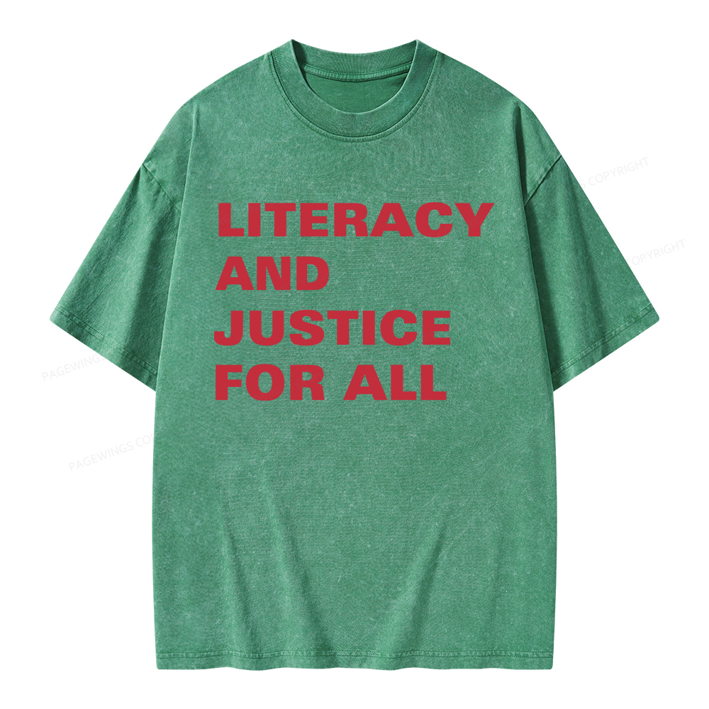 Pagewings Literacy And Justice For All Unisex Washed T-shirt