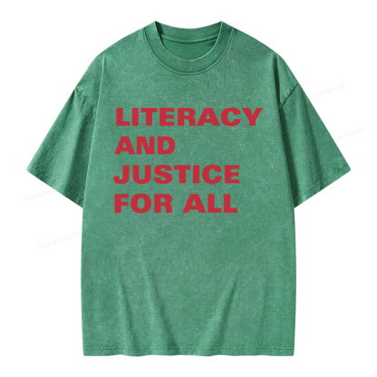 Pagewings Literacy And Justice For All Unisex Washed T-shirt
