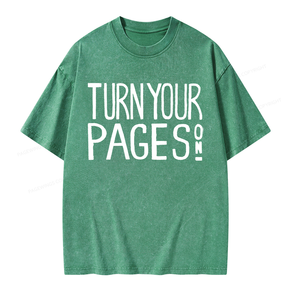Pagewings Turn Your Pages On Unisex Washed T-shirt