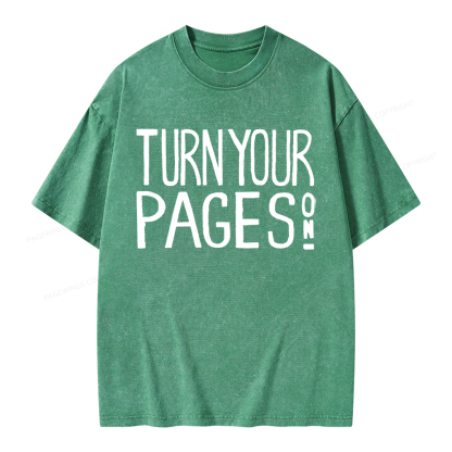 Pagewings Turn Your Pages On Unisex Washed T-shirt
