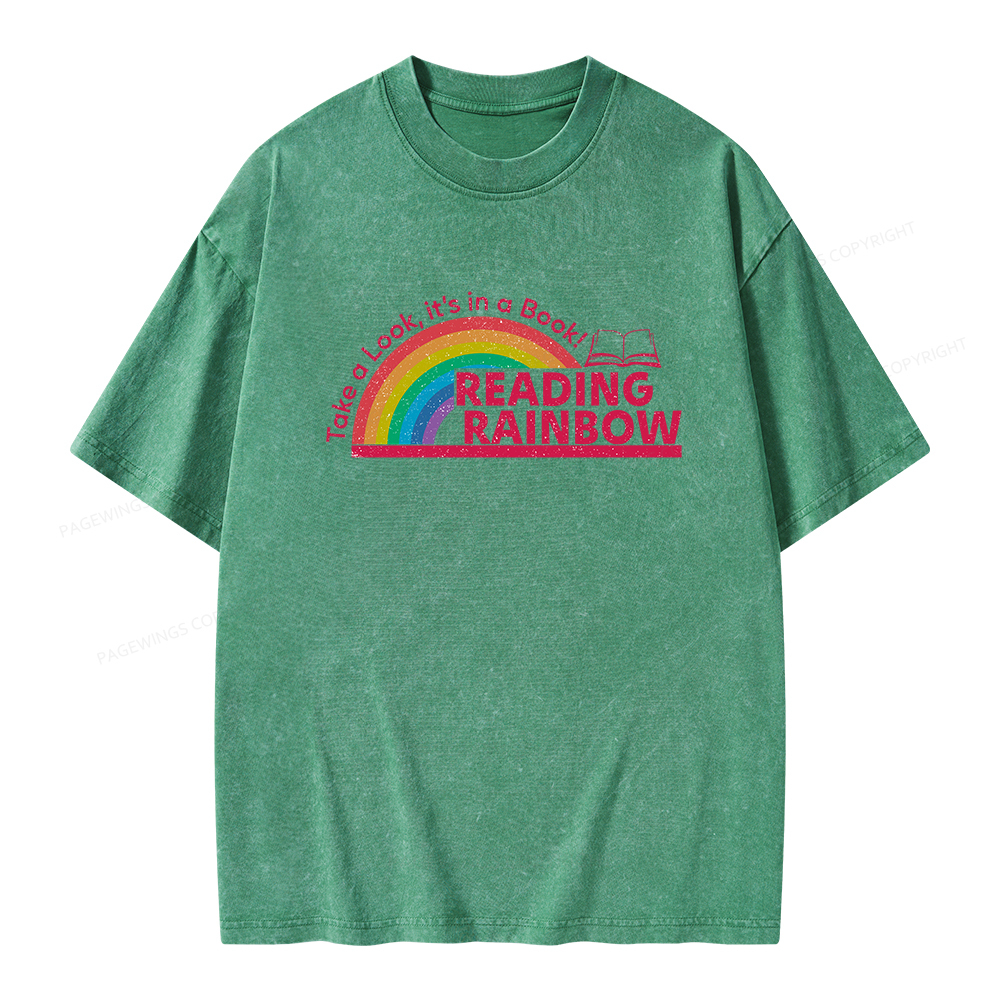 Pagewings Reading Rainbow Unisex Washed T-shirt