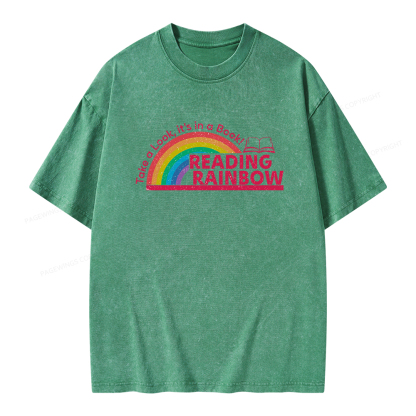 Pagewings Reading Rainbow Unisex Washed T-shirt