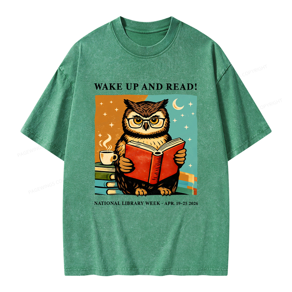 Pagewings Wake Up And Read Unisex Washed T-shirt