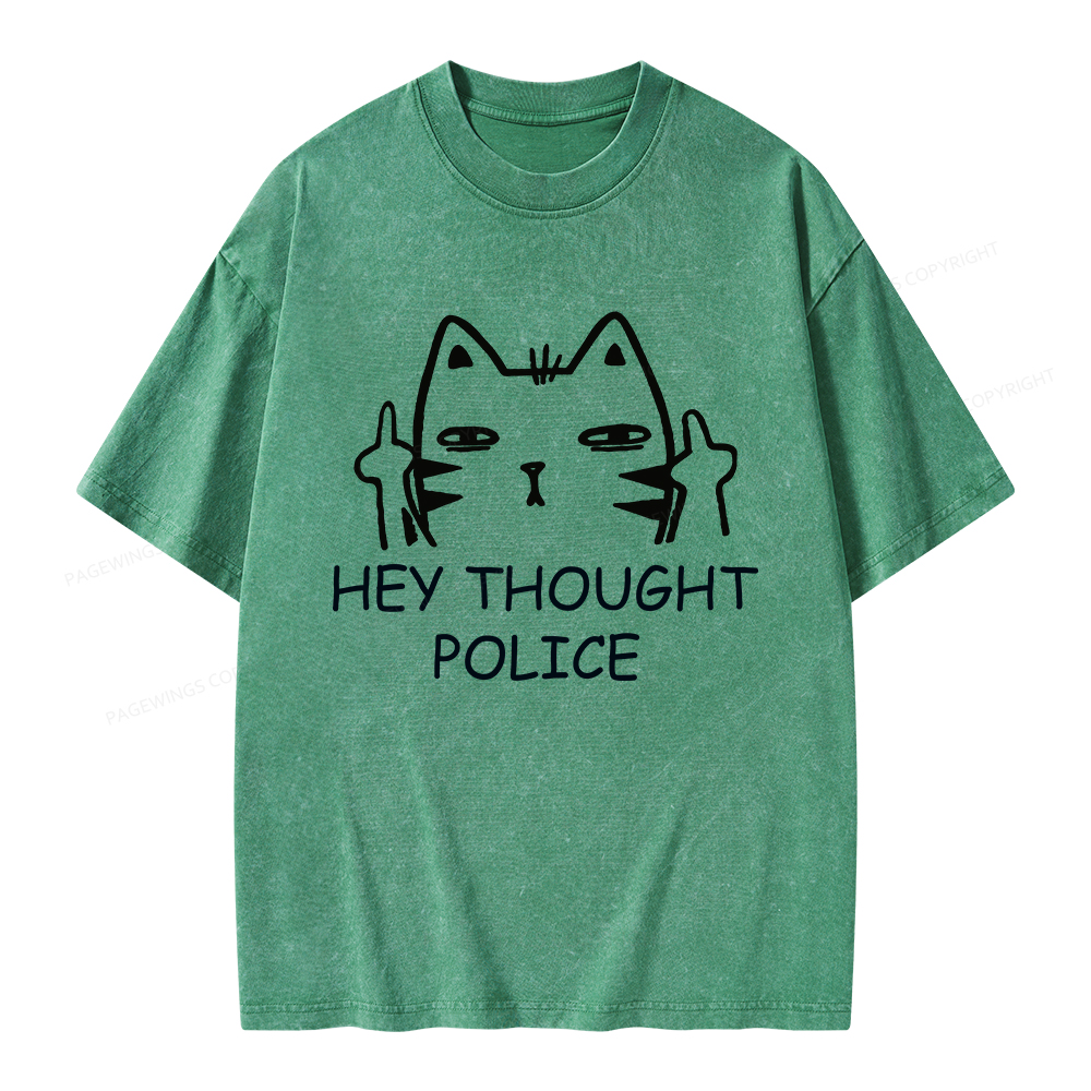 Pagewings Hey Thought Police Unisex Washed T-shirt