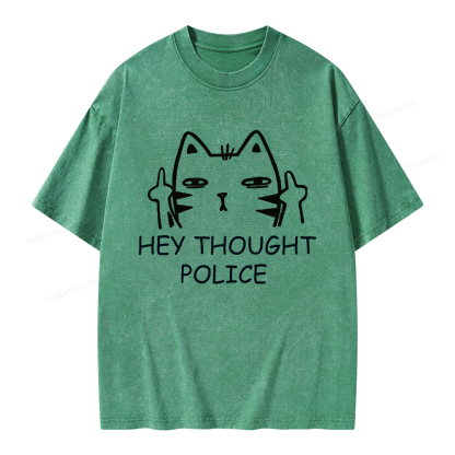Pagewings Hey Thought Police Unisex Washed T-shirt