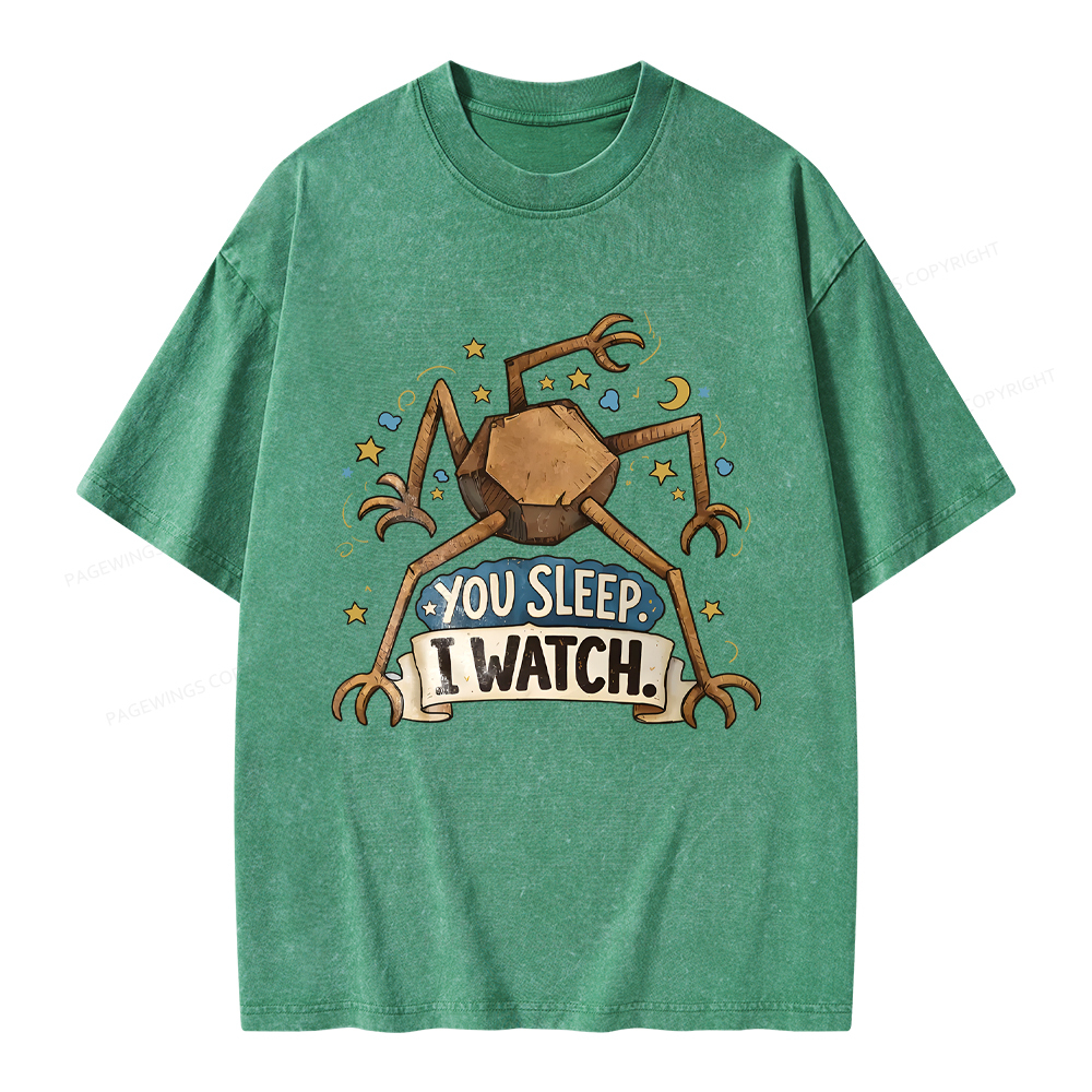 Pagewings You Sleep I Watch Unisex Washed T-shirt