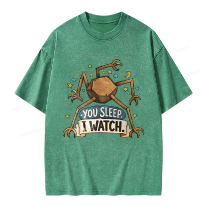 Pagewings You Sleep I Watch Unisex Washed T-shirt