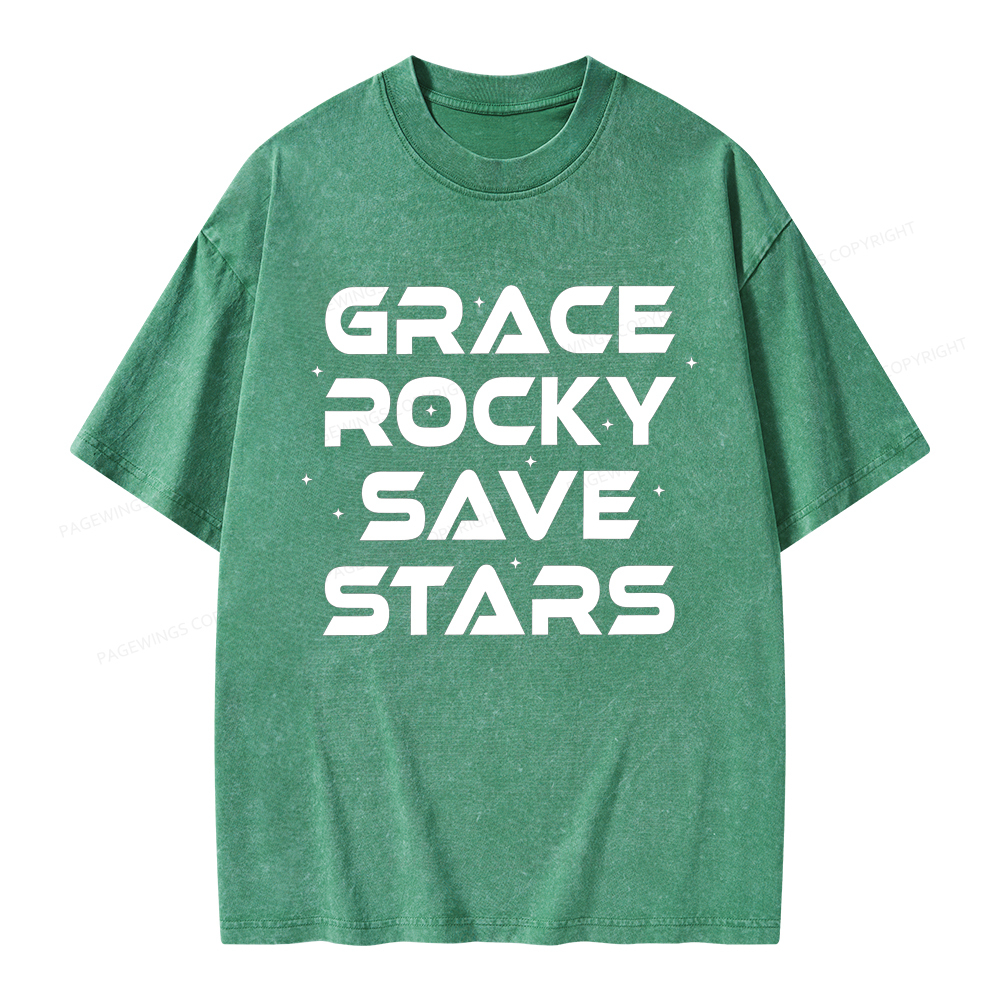 Pagewings Grace Rocky Save Stars Unisex Washed T-shirt