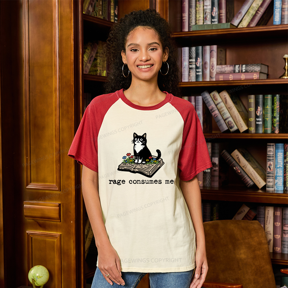 Pagewings Rage Consumes Me Raglan T-shirt