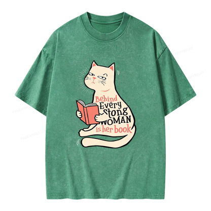 Pagewings Behind Every Strong Woman Is Her Book Unisex Washed T-shirt