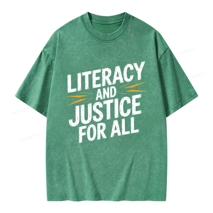 Pagewings Literacy And Justice For All Unisex Washed T-shirt