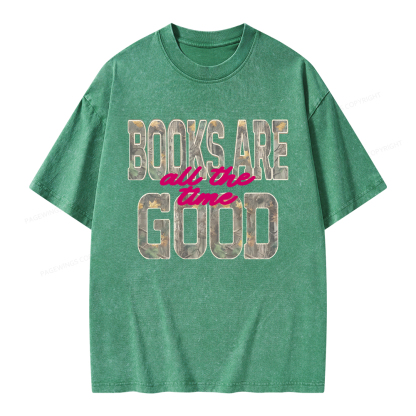 Pagewings Books Are Good All The Time Unisex Washed T-shirt