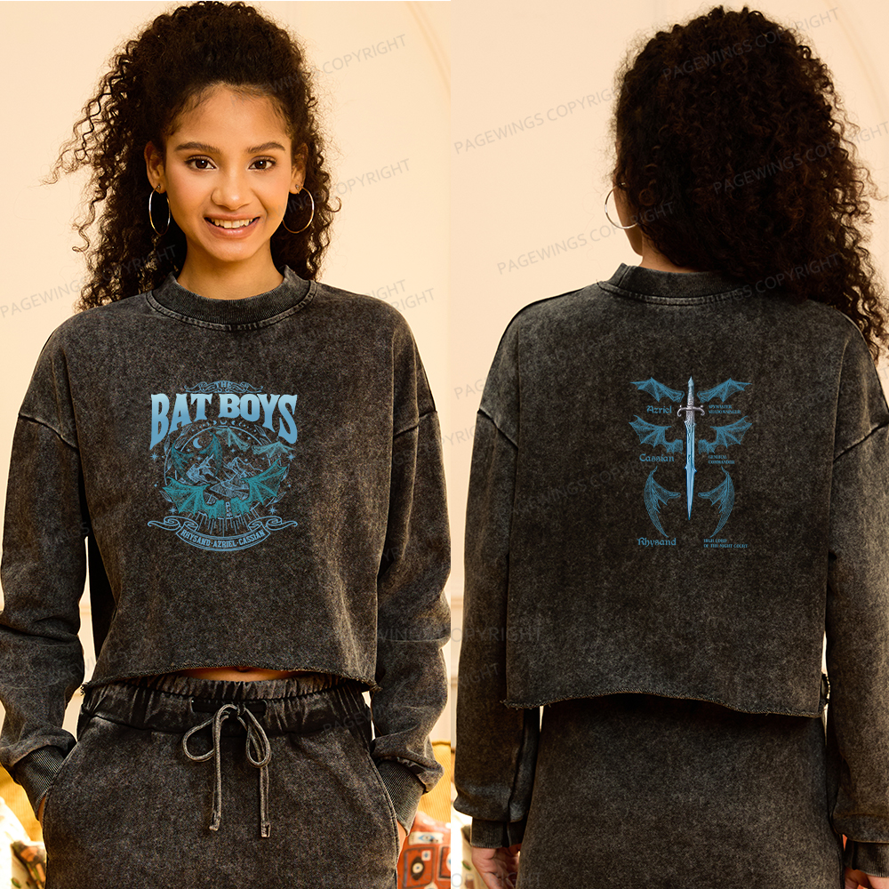 Pagewings Bat Boys Washed Crop Sweatshirt