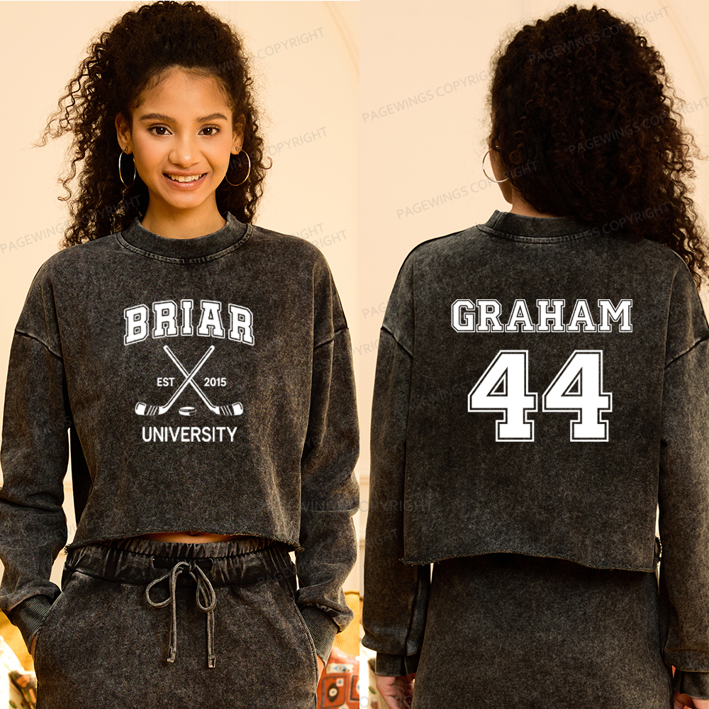 Pagewings Hockey Romance Washed Crop Sweatshirt