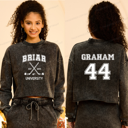 Pagewings Hockey Romance Washed Crop Sweatshirt