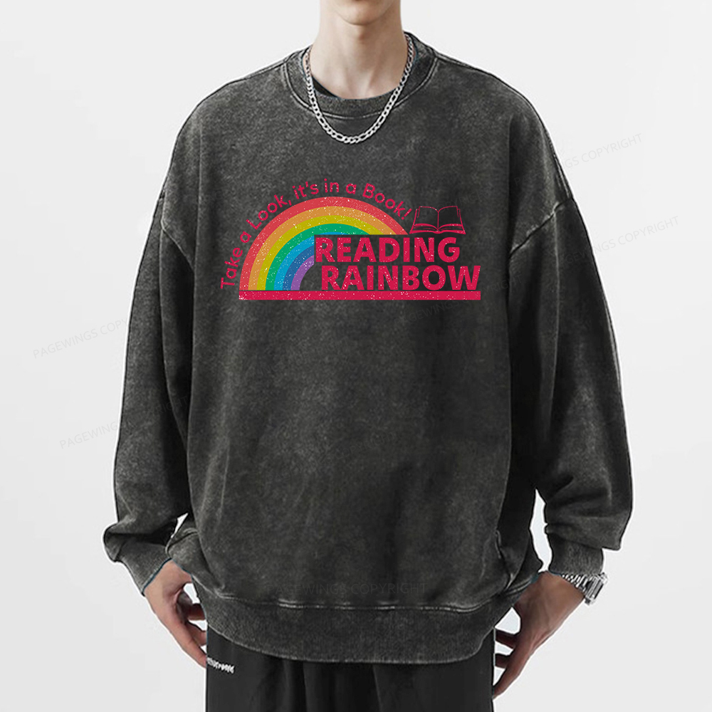 Pagewings Reading Rainbow Unisex Washed Sweatshirt
