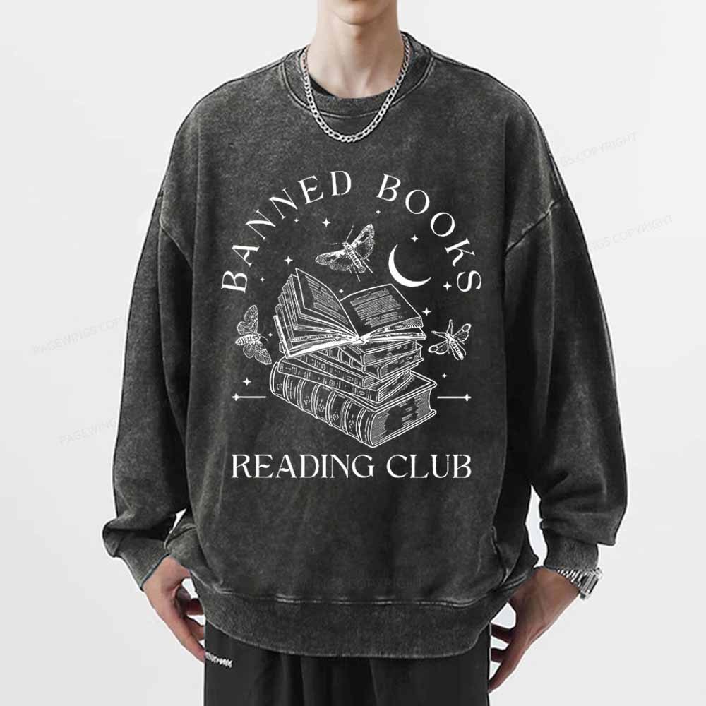 Pagewings Banned Book Reading Club Shirt Unisex Washed Sweatshirt