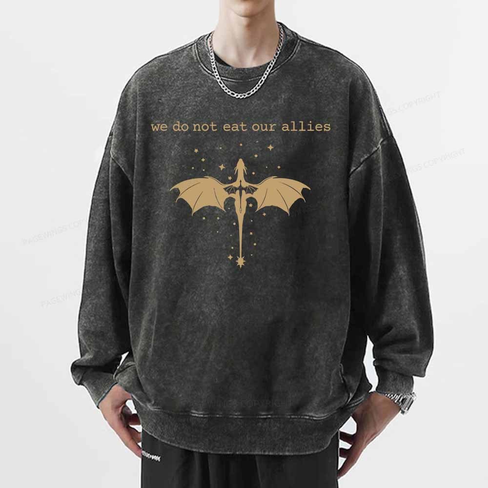 Pagewings We Do Not Eat Our Allies Unisex Washed Sweatshirt