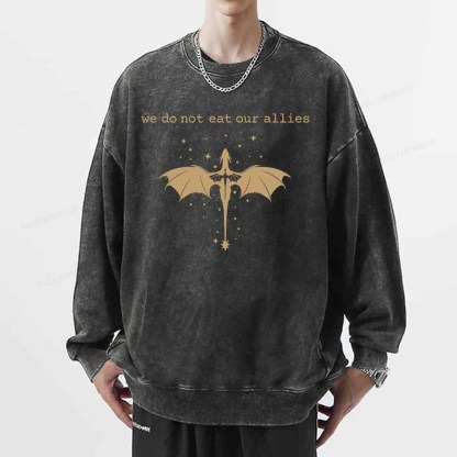 Pagewings We Do Not Eat Our Allies Unisex Washed Sweatshirt