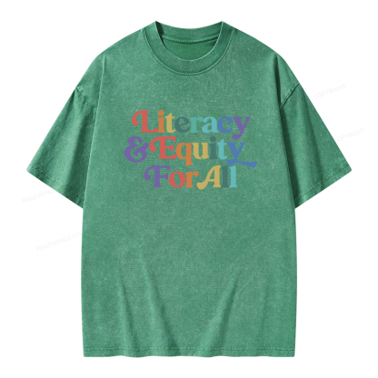 Pagewings Literacy & Equity For All Unisex Washed T-shirt