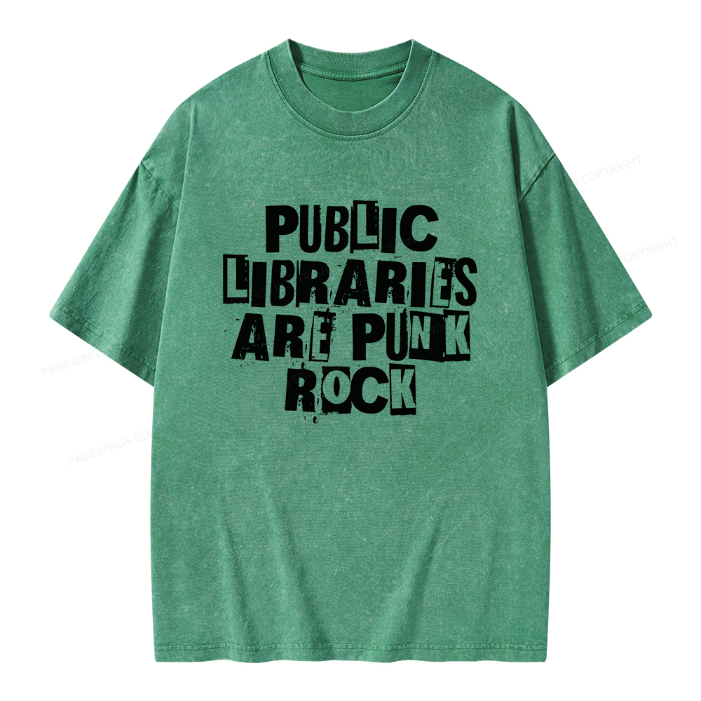 Pagewings Public Libraries Are Punk Rock Unisex Washed T-shirt