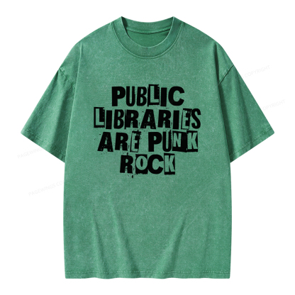 Pagewings Public Libraries Are Punk Rock Unisex Washed T-shirt