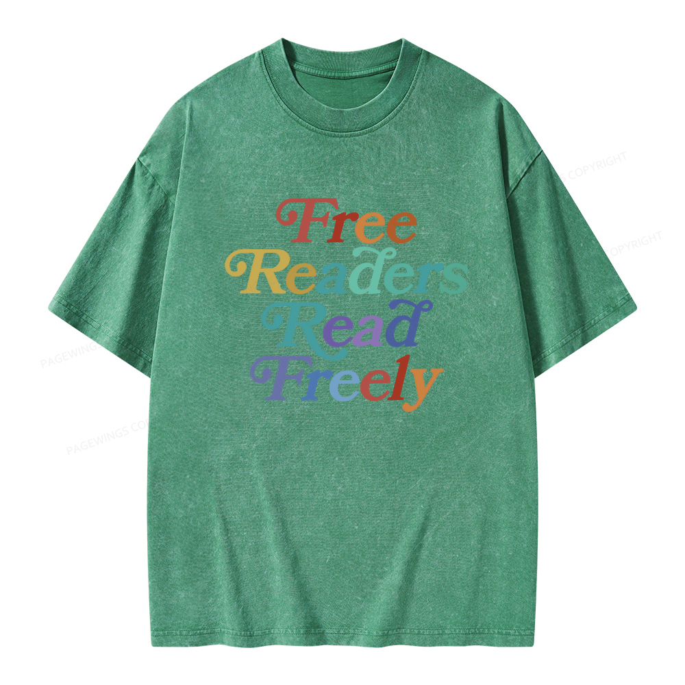 Pagewings Free Readers Read Freely Unisex Washed T-shirt