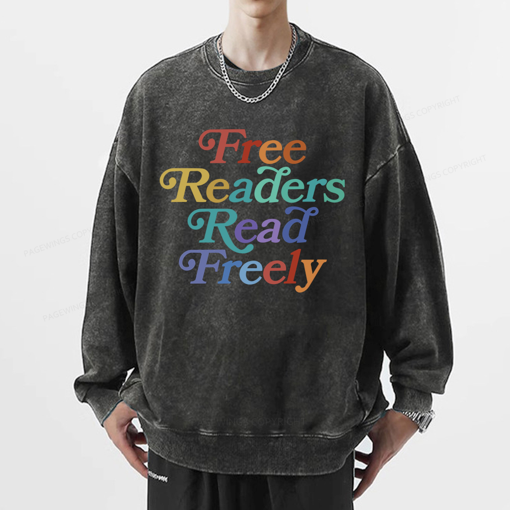  Pagewings Free Readers Read Freely Unisex Washed Sweatshirt