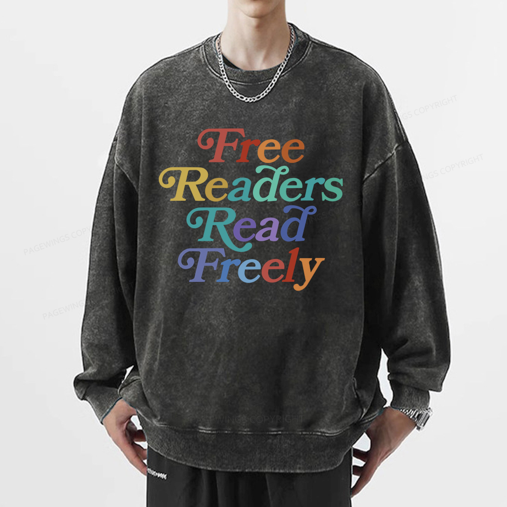  Pagewings Free Readers Read Freely Unisex Washed Sweatshirt