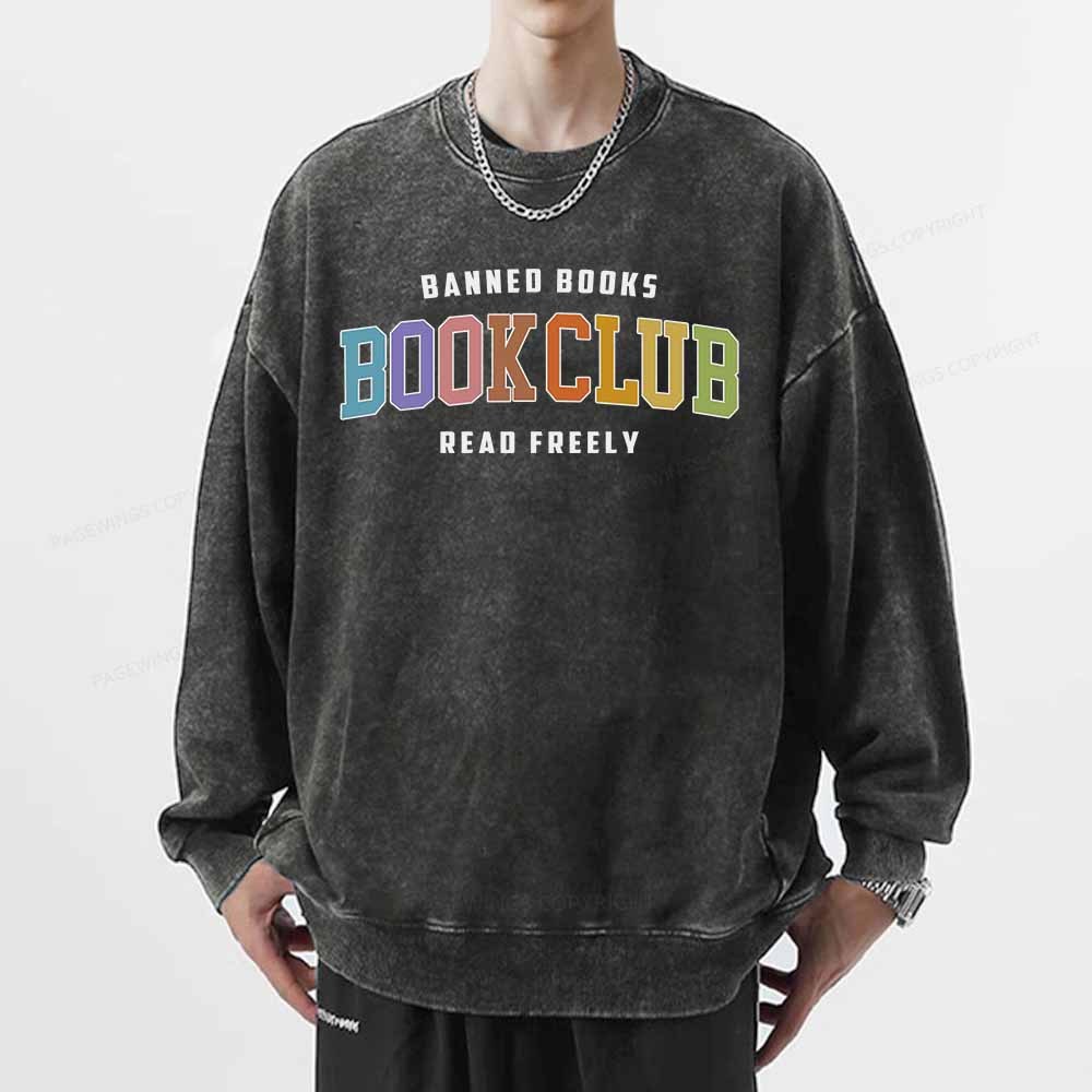 Pagewings Banned Book Book Club Unisex Washed Sweatshirt