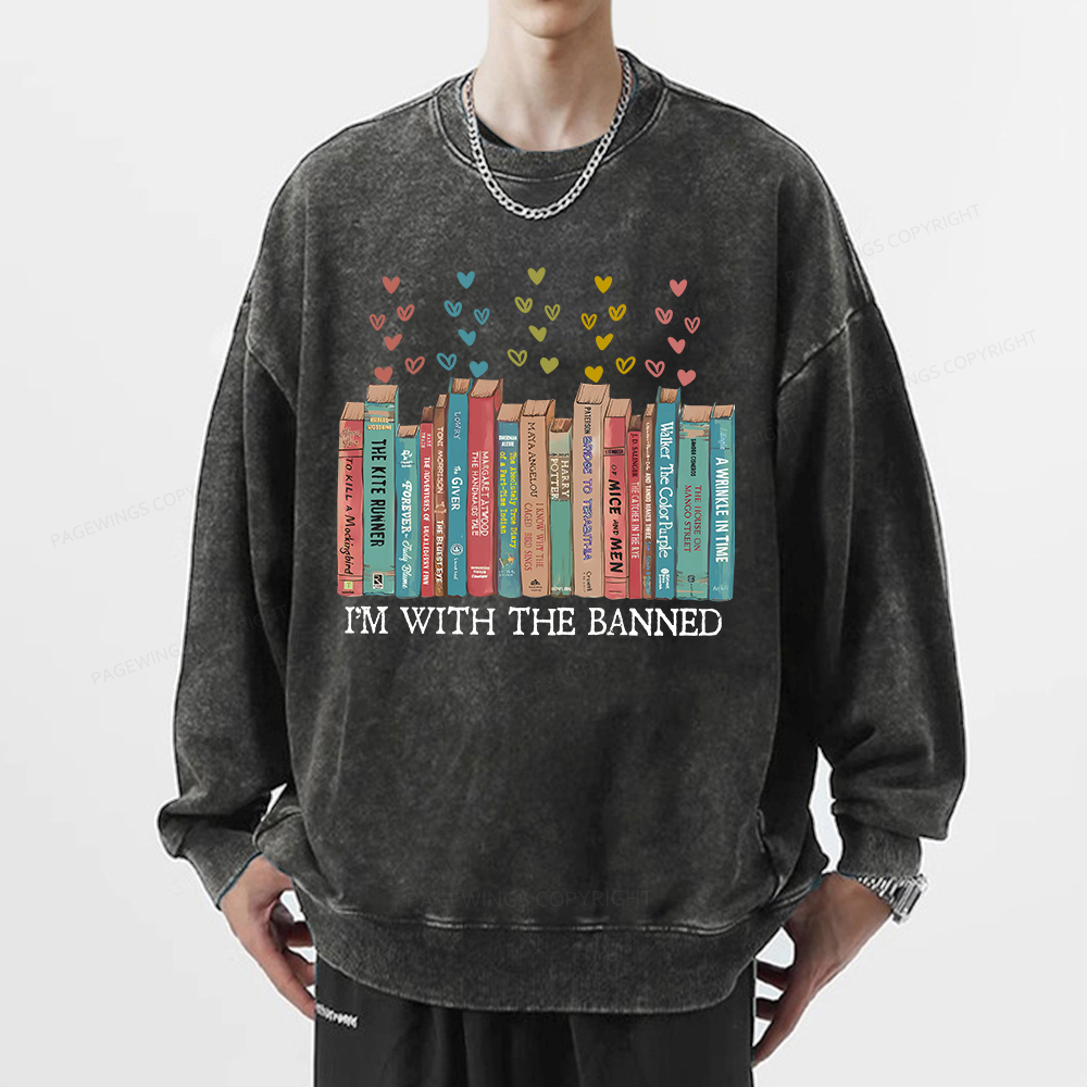 Pagewings I‘m With The Banned Unisex Washed Sweatshirt