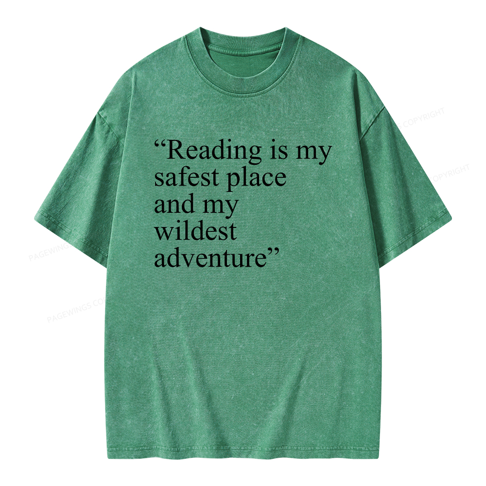 Pagewings Reading Is My Safest Place Unisex Washed T-shirt