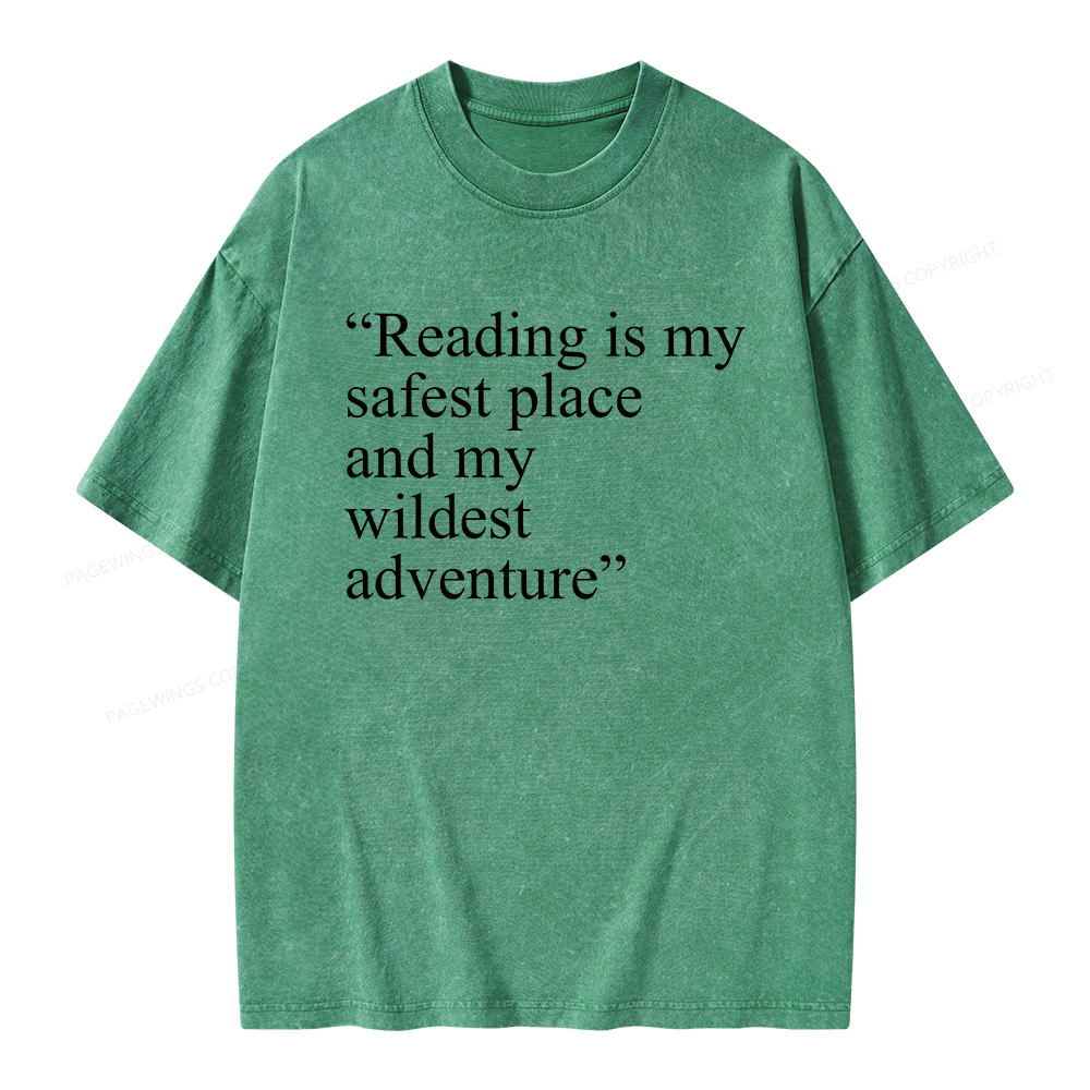 Pagewings Reading Is My Safest Place Unisex Washed T-shirt