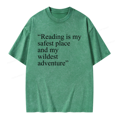Pagewings Reading Is My Safest Place Unisex Washed T-shirt