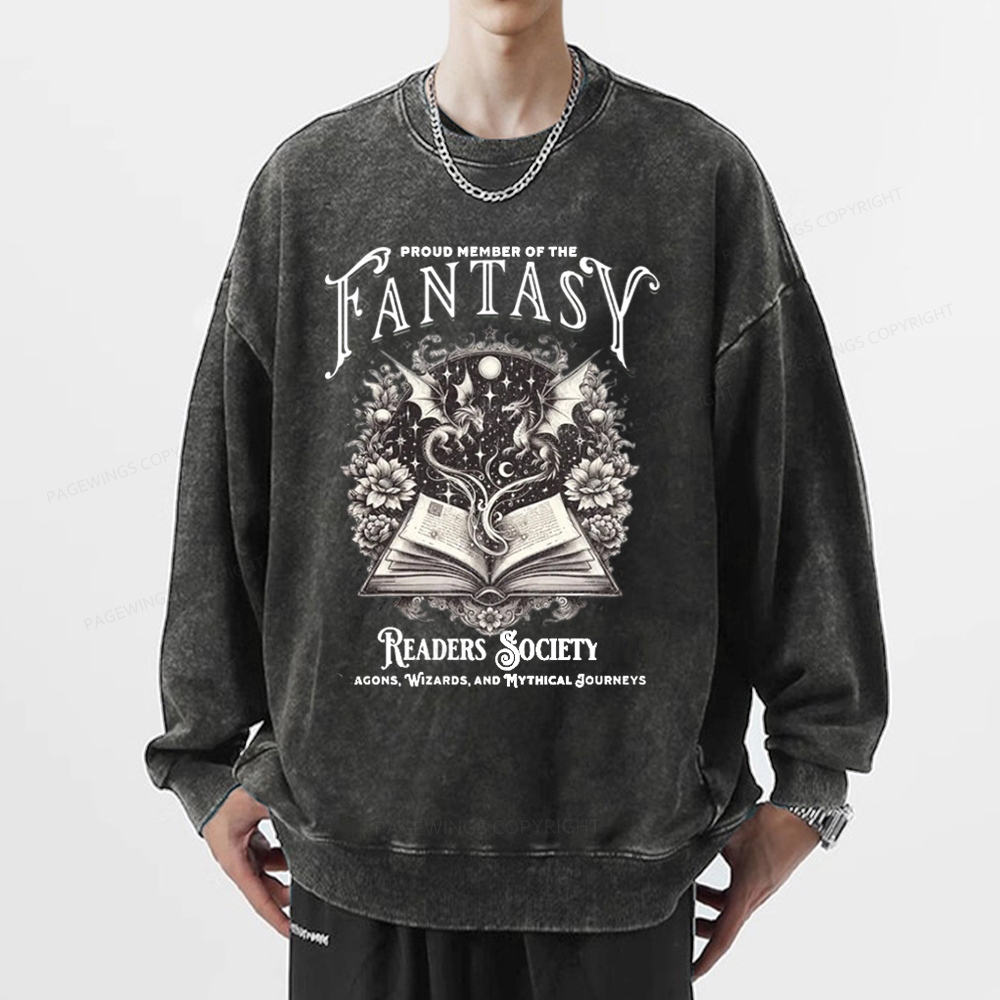 Pagewings Fantasy Readers Society Unisex Washed Sweatshirt