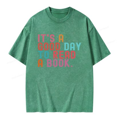 Pagewings It's Good Day to Read A Book Unisex Washed T-shirt