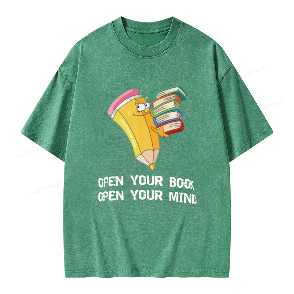 Pagewings Open Your Book Open Your Mind Unisex Washed T-shirt