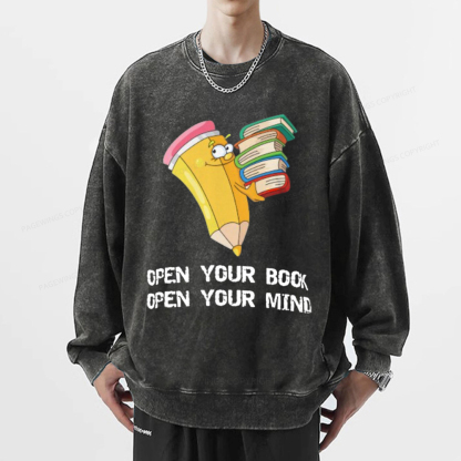 Pagewings Open Your Book Open Your Mind Unisex Washed Sweatshirt