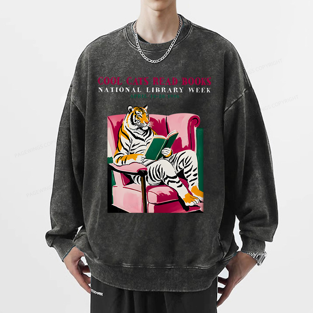 Pagewings Library Week Poster 1996 Unisex Washed Sweatshirt
